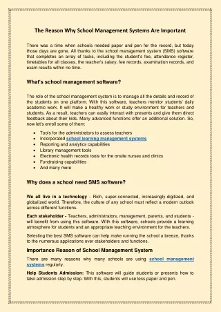 the reason why school management systems