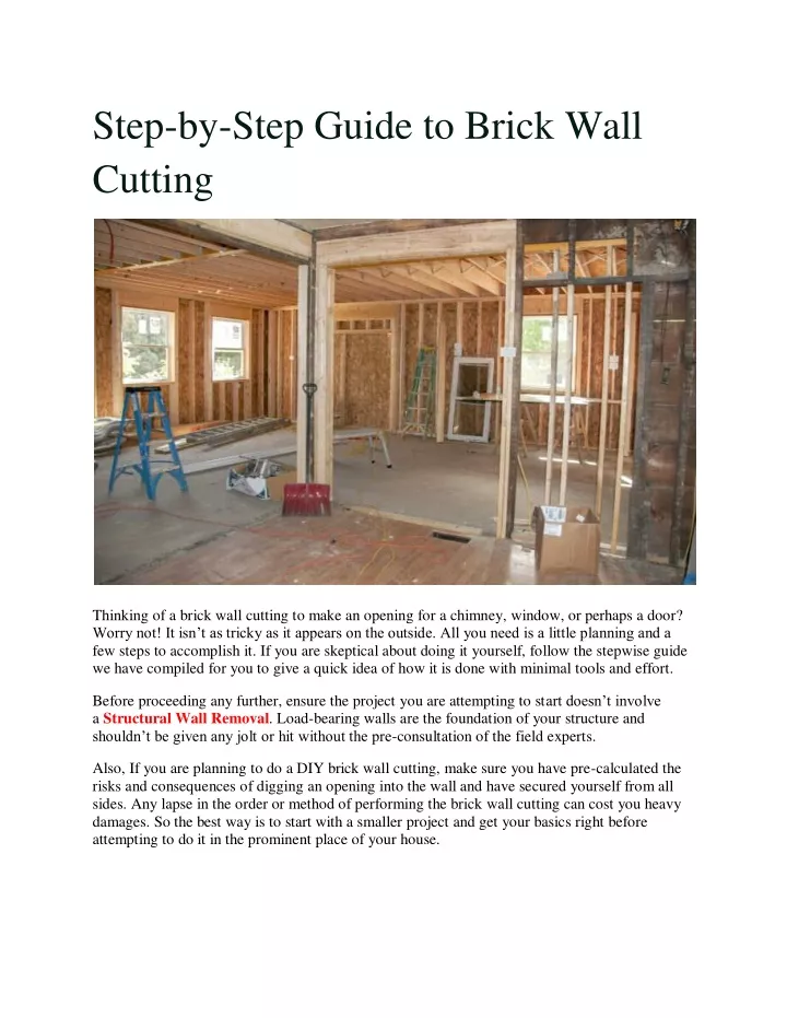 step by step guide to brick wall cutting