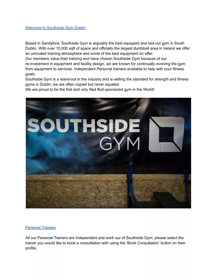 welcome to southside gym dublin