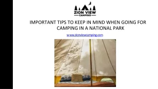 important tips to keep in mind when going for camping in a national park