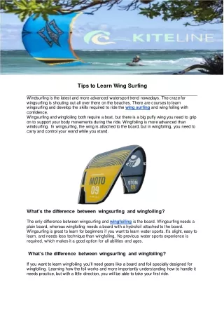 tips to learn wing surfing