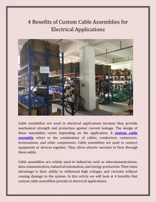 4 benefits of custom cable assemblies