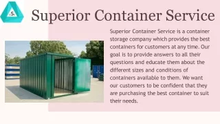 Superior Container Service - Buy High Cube Shipping Containers