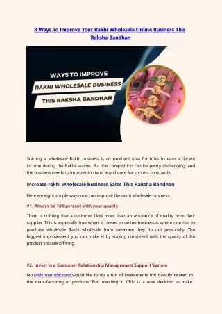 8 Ways To Improve Rakhi Wholesale Business This Raksha Bandhan