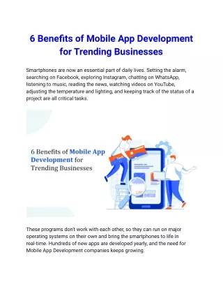 6 Benefits of Mobile App Development for Trending Businesses