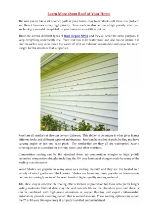 learn more about roof of your home