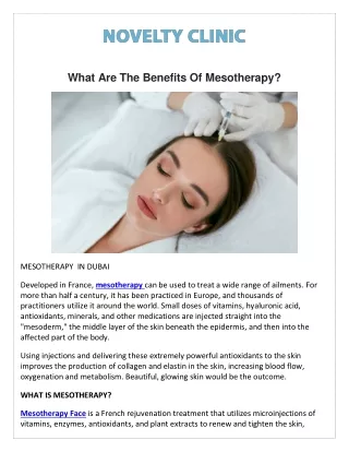 What Are The Benefits Of Mesotherapy