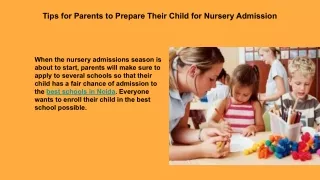 Tips for Parents to Prepare Their Child for Nursery Admission
