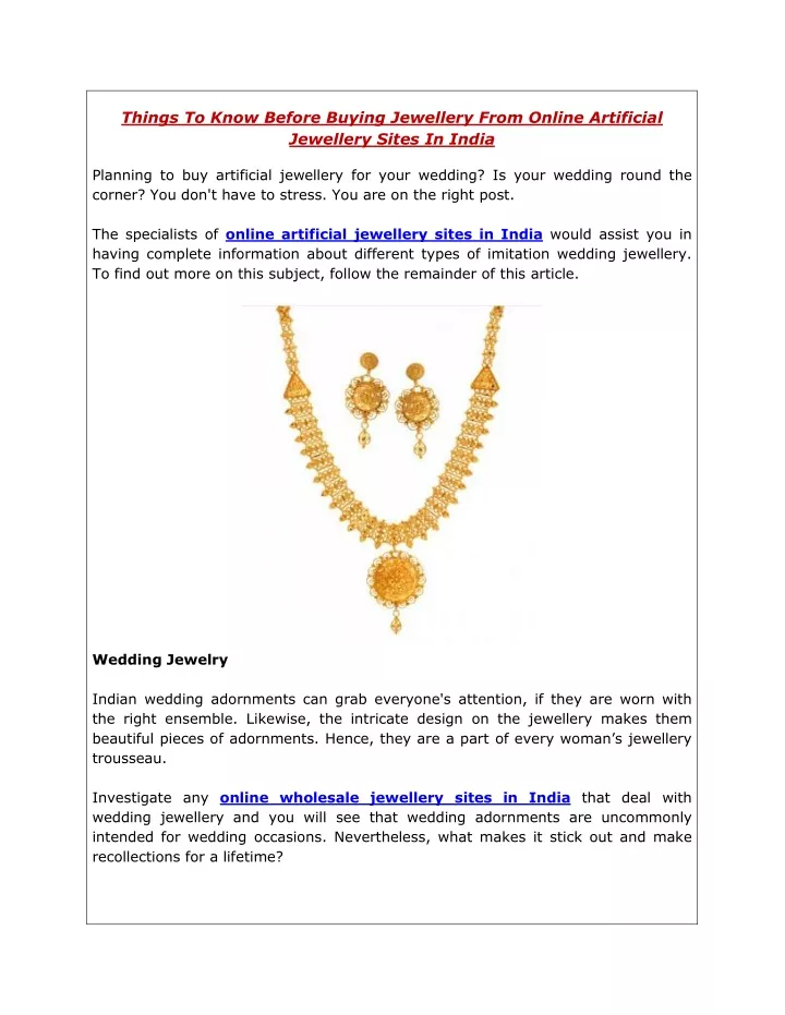 things to know before buying jewellery from