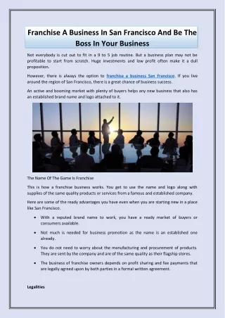 franchise a business in san francisco