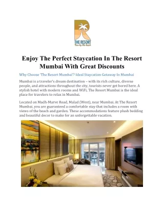 enjoy the perfect staycation in the resort mumbai