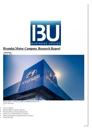 Hyundai Motor Company Research Report