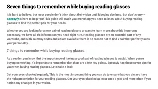 seven things to remember while buying reading glasses