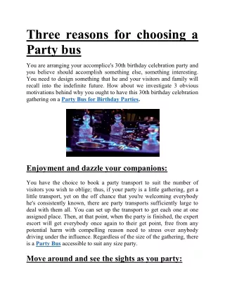 Three reasons for choosing a Party bus