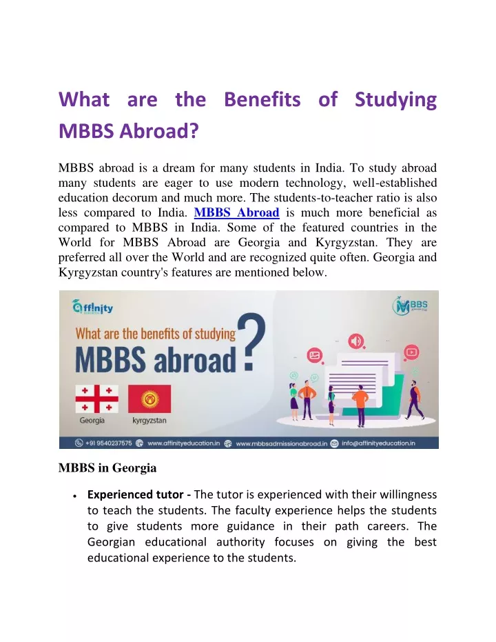 what are the benefits of studying mbbs abroad