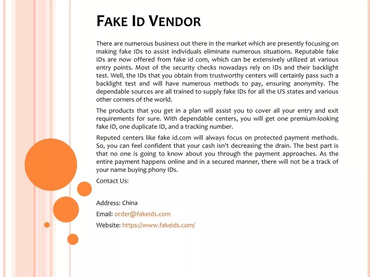 fake id vendor