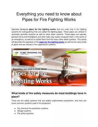 everything you need to know about pipes for fire