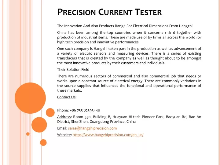 precision current tester