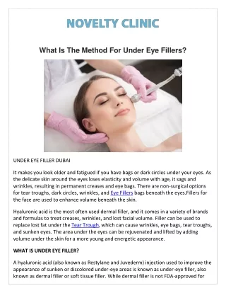What Is The Method For Under Eye Fillers