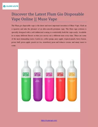 Discover the Latest Flum Gio Disposable Vape Online  Muse Vape