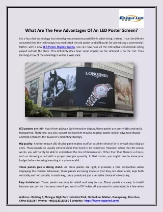 What Are The Few Advantages Of An LED Poster Screen?