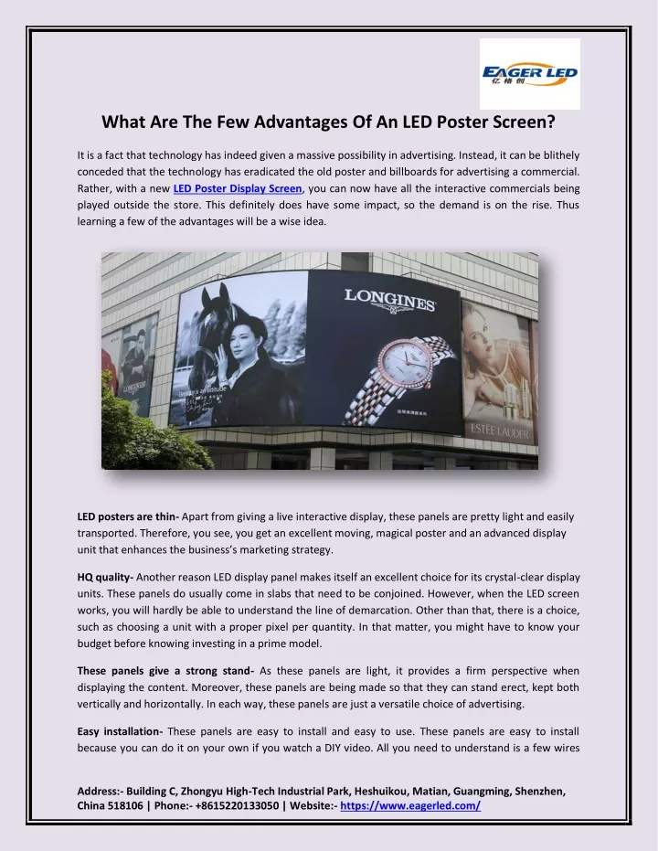 what are the few advantages of an led poster