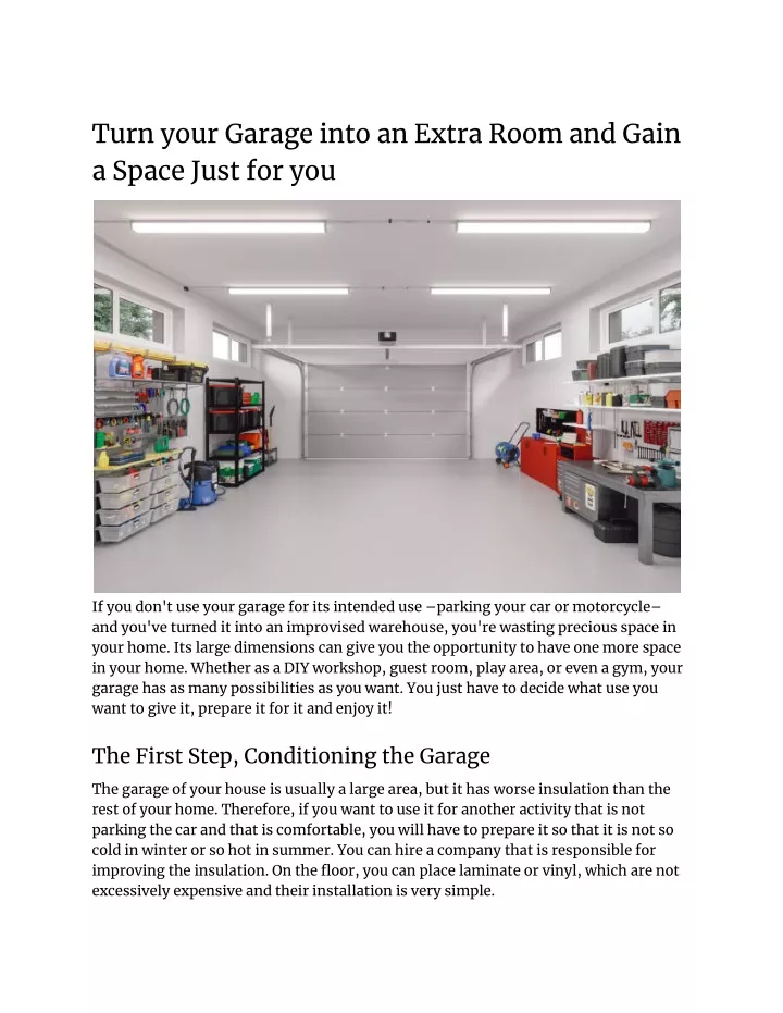 turn your garage into an extra room and gain
