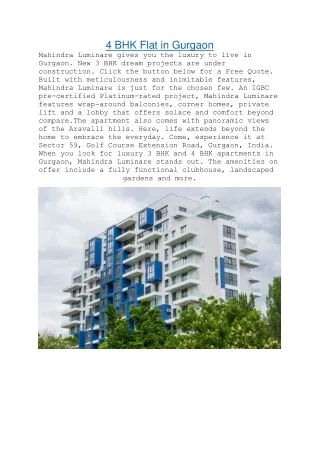 4 bhk flat in gurgaon