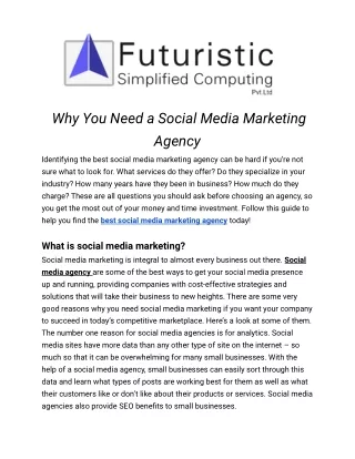 Why You Need a Social Media Marketing Agency