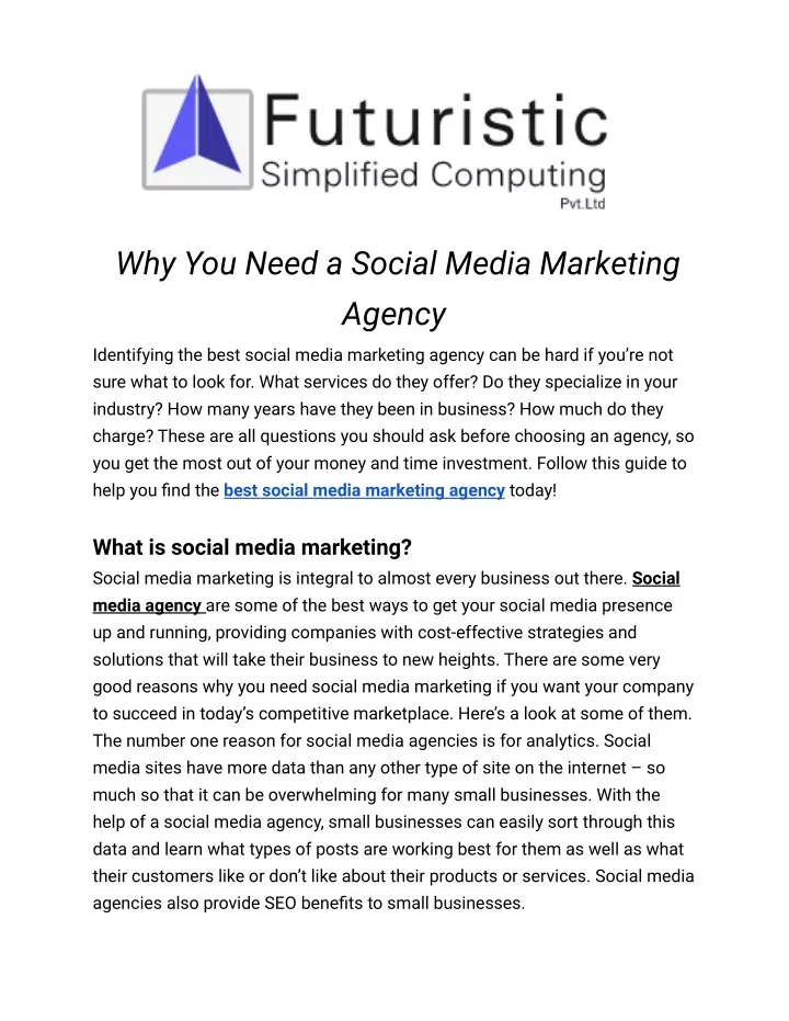 why you need a social media marketing agency