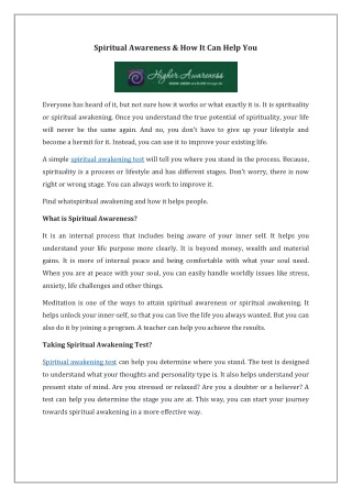 spiritual awareness how it can help you