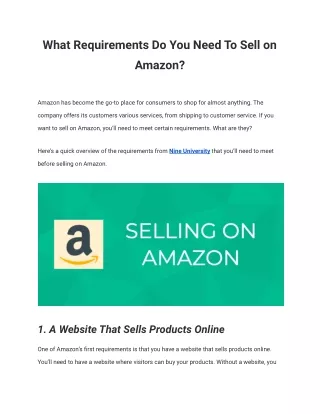 Requirements Do You Need To Sell on Amazon