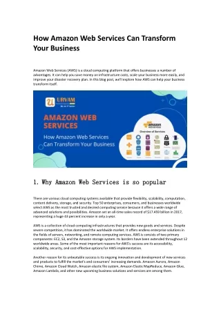 How Amazon Web Services Can Transform Your Business