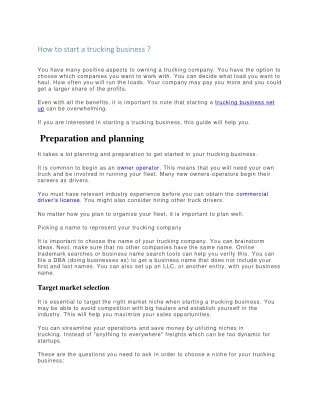 How to start a trucking business d