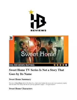 Sweet Home TV Series Is Not a Story That Goes by Its Name