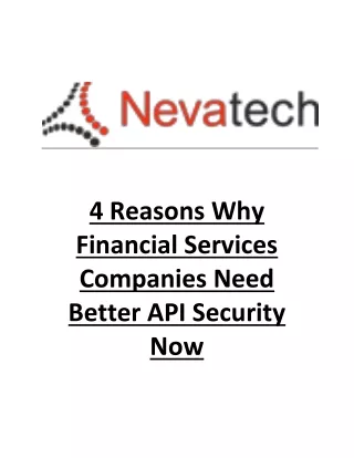 4 Reasons Why Financial Services Companies Need Better API Security Now
