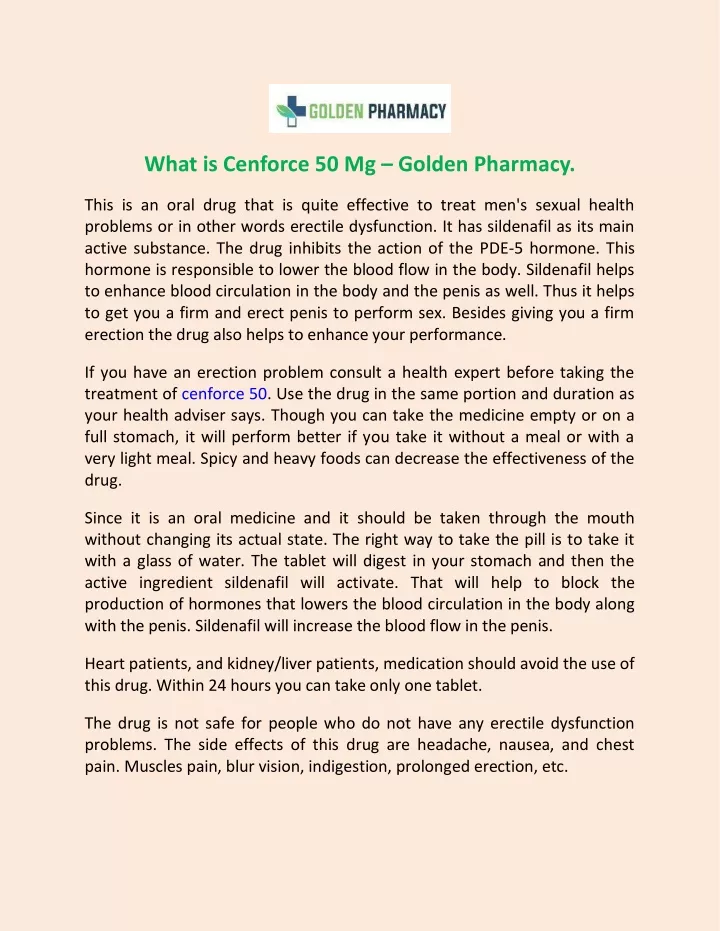 what is cenforce 50 mg golden pharmacy