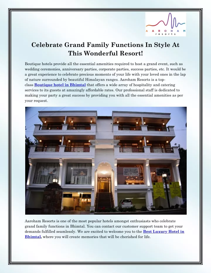 celebrate grand family functions in style at this