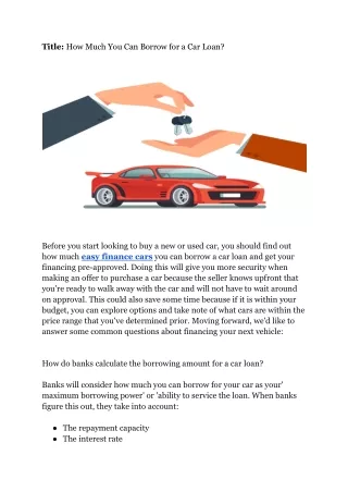How Much You Can Borrow for a Car Loan_