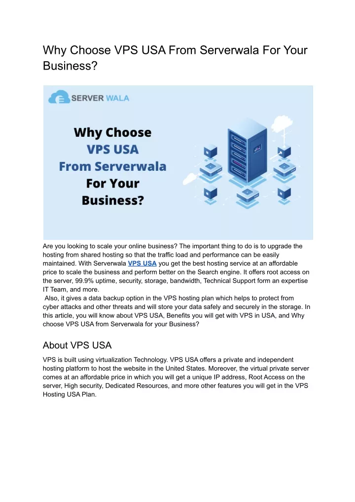 why choose vps usa from serverwala for your