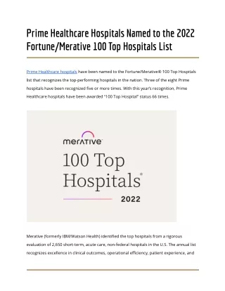 prime healthcare hospitals named to the 2022