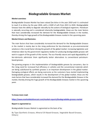 biodegradable greases market