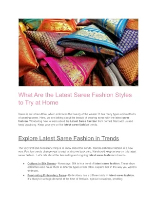 Learn about Latest Saree Fashion at Home | Hunar Online Courses