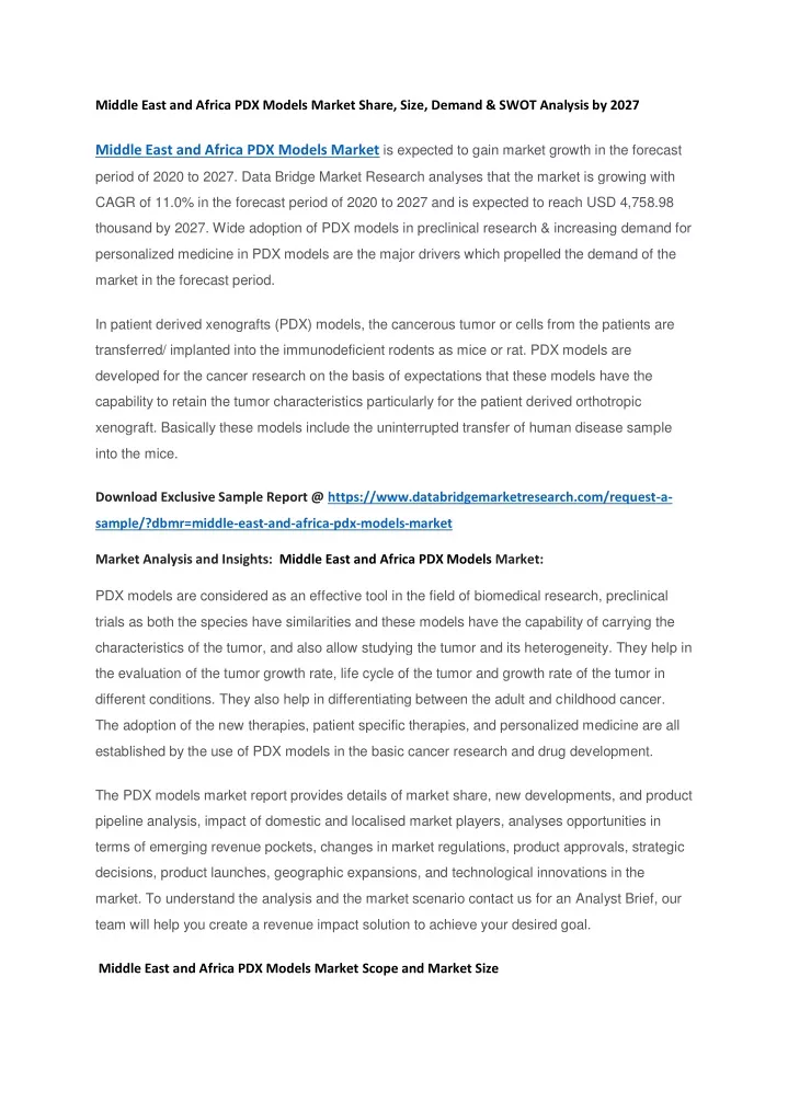 middle east and africa pdx models market share