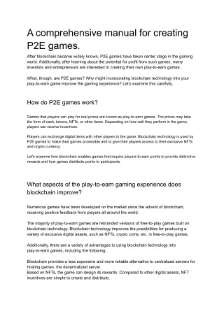 a comprehensive manual for creating p2e games