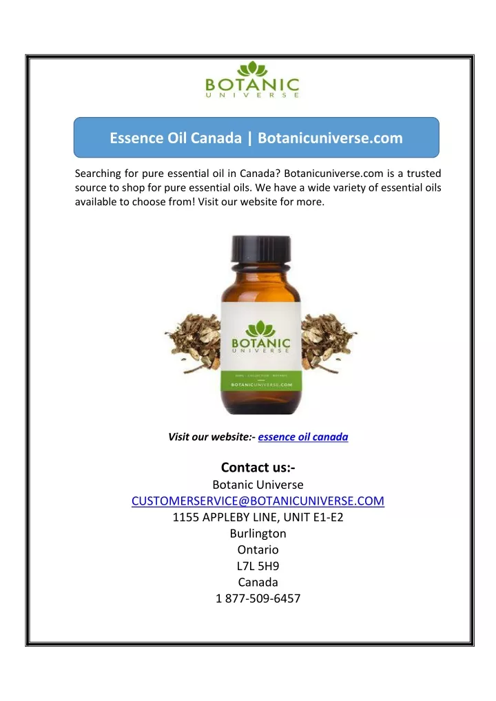 essence oil canada botanicuniverse com