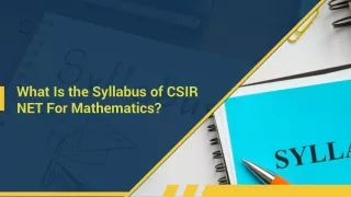what is the syllabus of csir net for mathematics