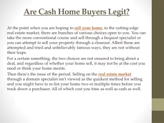 Are Cash Home Buyers Legit