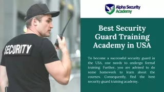 Best Security Guard Training Academy in USA