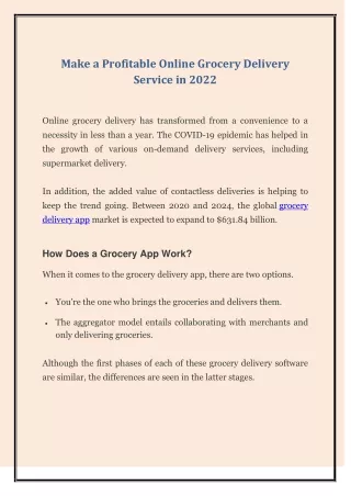 make a profitable online grocery delivery service